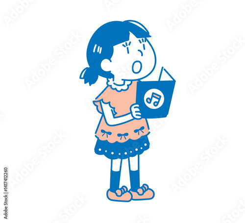 歌う女の子（単色）