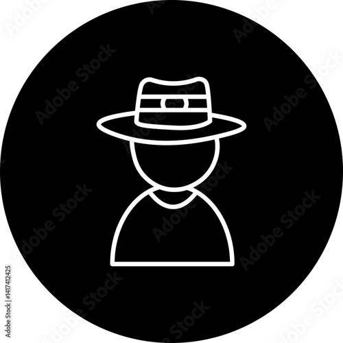 Criminal Vector Line Black Circle Icon Design