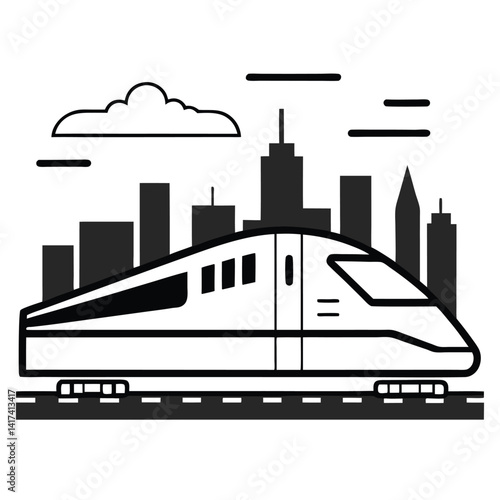 High Speed Train Lineart Drawing