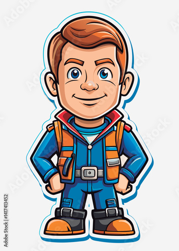 Friendly worker character in uniform.