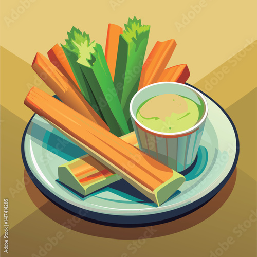 Celery and Carrot Sticks with Dip.