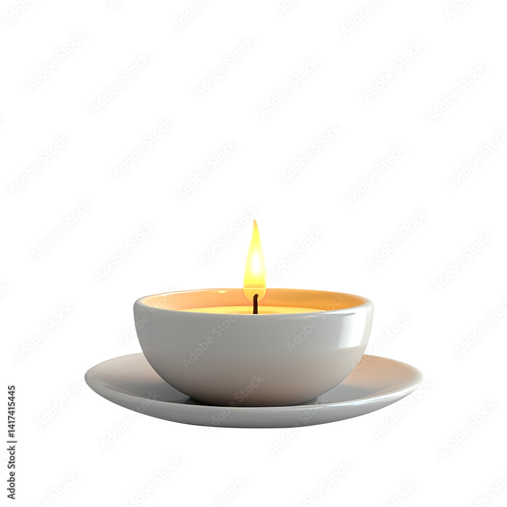 A Single Flame Illuminates a Festive Candle Holder on a White or Clear Surface on isolated Transparent Background A Single Flame Illuminates a Festive Candle Holder on a White or Clear Surface on isolated Transparent Background
