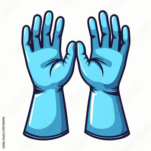 Blue rubber gloves in a clean environment