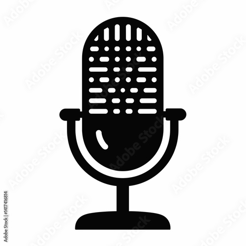 Microphone on stand against white background
