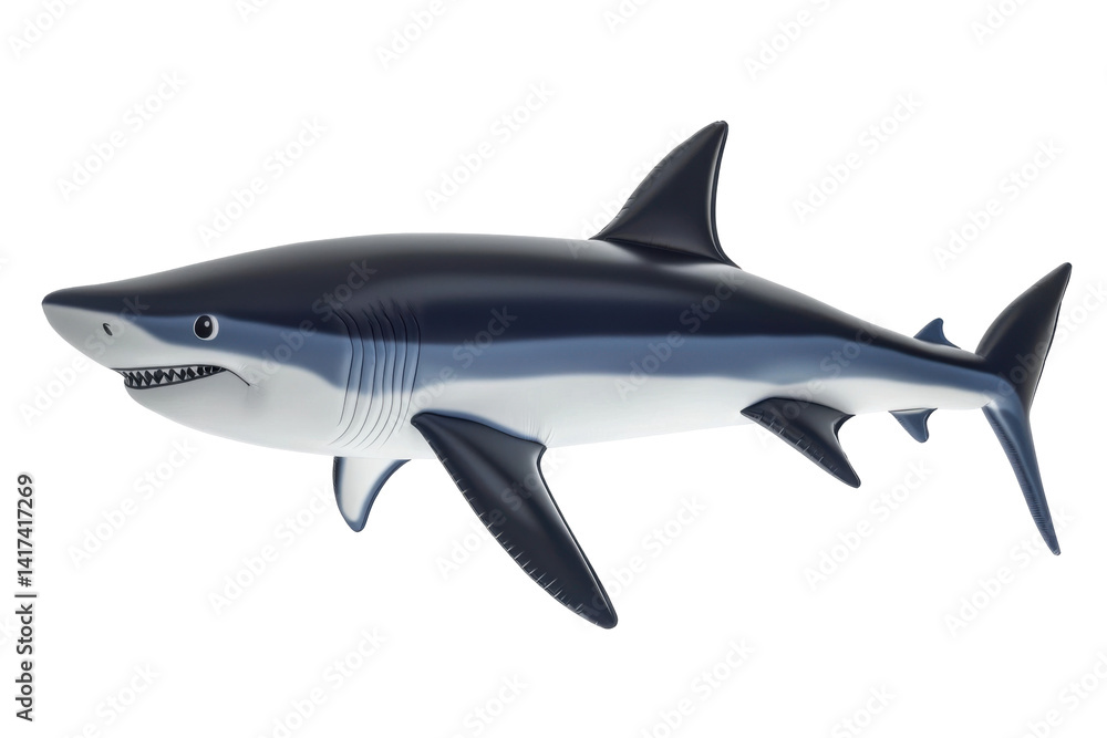 Fototapeta premium Isolated shark swims isolated on PNG transparent background, cut out