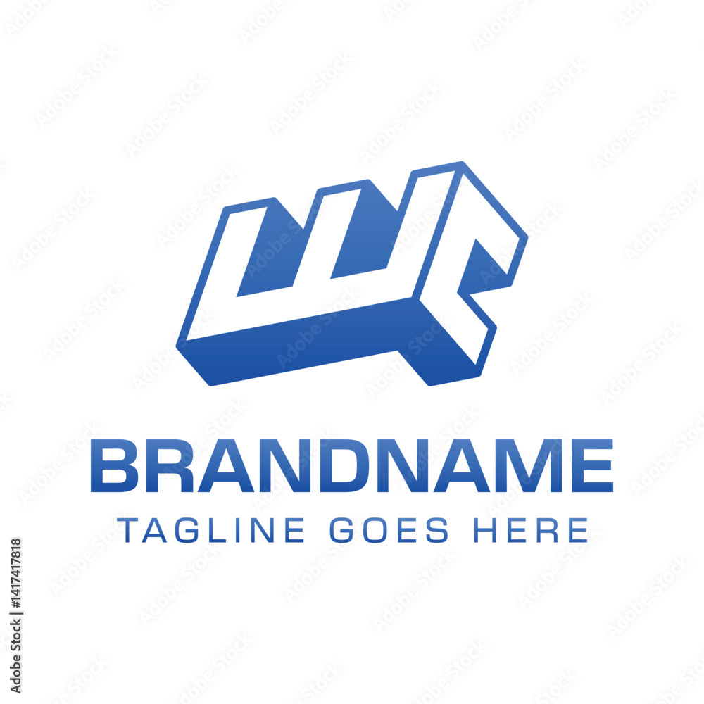 Obraz premium Letters WC 3D Monogram Logo, Symbolizes strength, dynamism, and technology