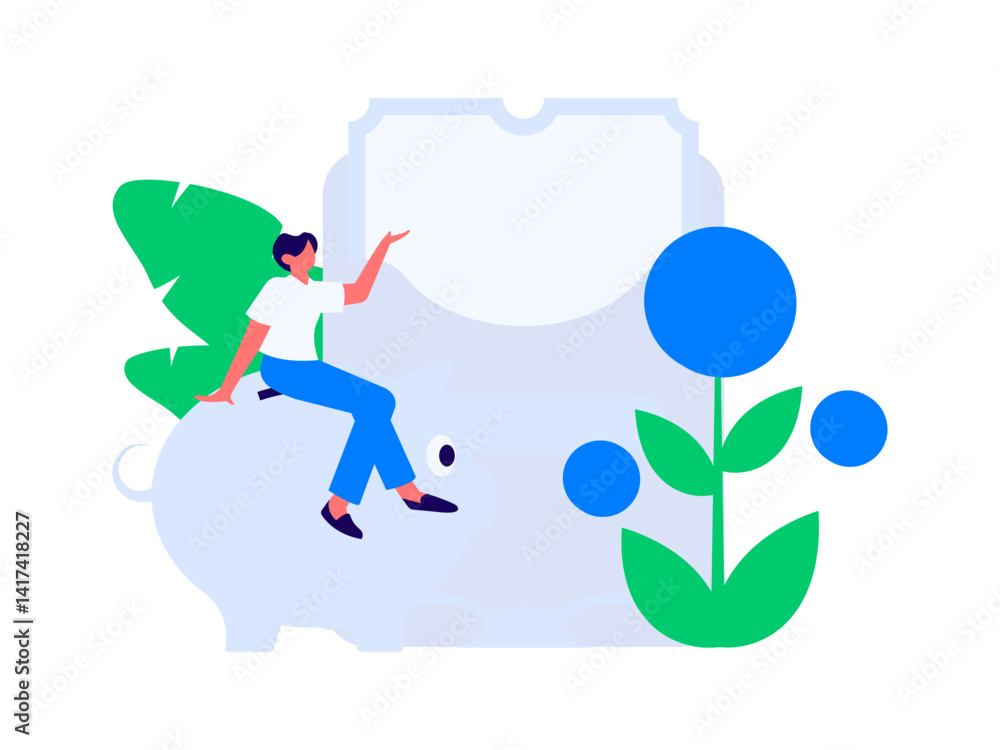 Fototapeta premium Holiday shopping people doing e-commerce online shopping flat vector concept operation hand drawn illustration