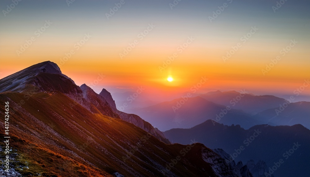 Obraz premium Sunset on a mountain