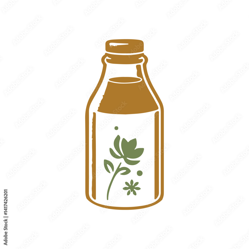 Chai Tea Bottle, Glass Bottle with Spiced Indian Tea, Isolated on White Background, Healthy Beverage, Food and Drink Photography Chai Tea Bottle, Glass Bottle with Spiced Indian Tea, Isolated on White Background, Healthy Beverage, Food and Drink Photography