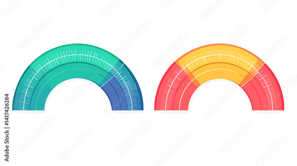 Fototapeta premium Abstract Colorful Semicircle Charts Data Visualization
