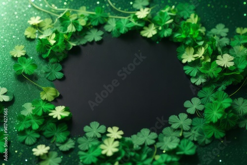Wallpaper Mural St Patrick frame border background green paper texture gold light with ornament Torontodigital.ca