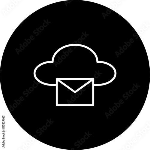 Cloud Messaging Vector Line Black Circle Icon Design