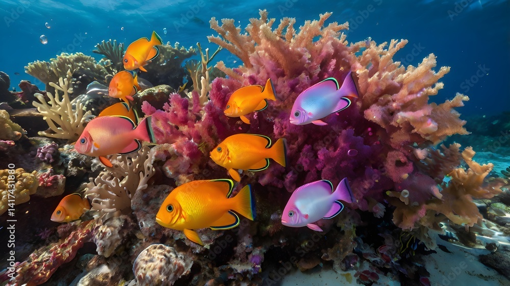 Fototapeta premium Colorful Ornamental Fish in a Coral Reef Environment