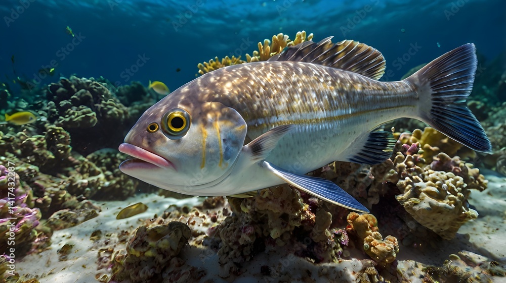 Fototapeta premium Colorful Ornamental Fish in a Coral Reef Environment
