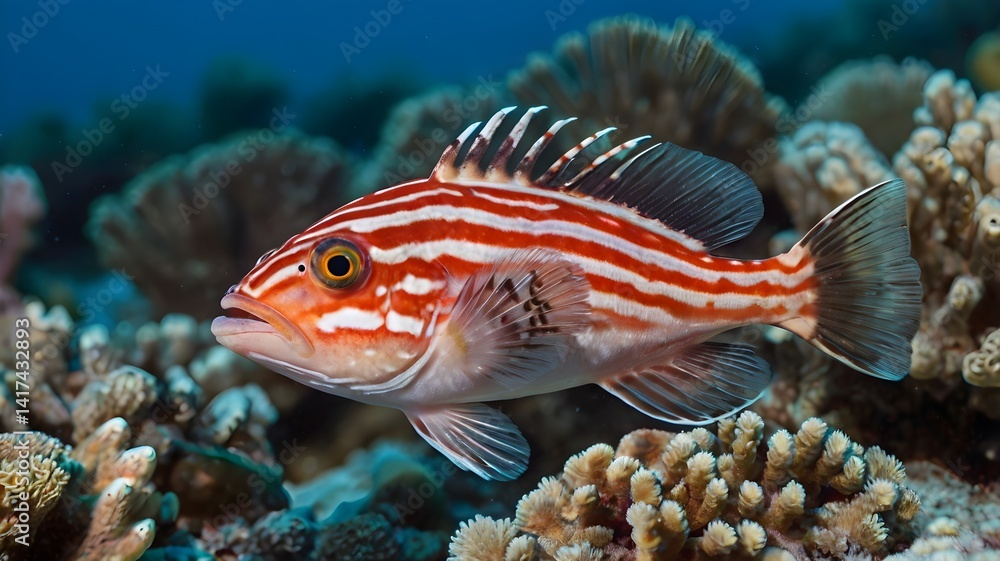 Fototapeta premium Colorful Ornamental Fish in a Coral Reef Environment