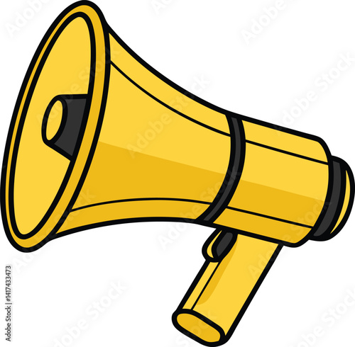3D Yellow Megaphone Illustration – Hand Holding Loudspeaker Icon for Marketing and Communication Concepts