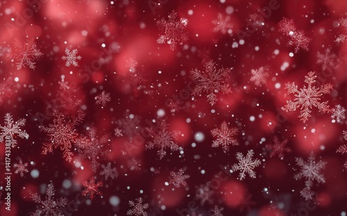 Wallpaper Mural Winter wonderland background. Red bokeh with snowflakes falling. Perfect for holiday cards or festive designs. Torontodigital.ca