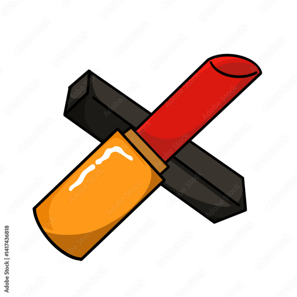 lipstick cartoon isolate on pngbackground
