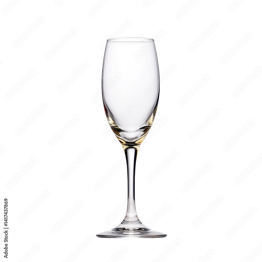 Elegant empty champagne flute isolated on white. Perfect for celebrations, events, and product mockups. Elegant empty champagne flute isolated on white. Perfect for celebrations, events, and product mockups.