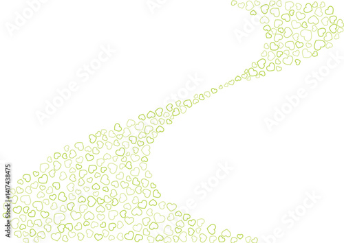 ハート柄の背景 黄緑系の3色 フチハート