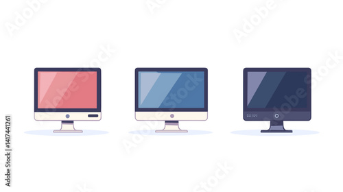 Three Colorful Computer Monitors in Pixel Art Style