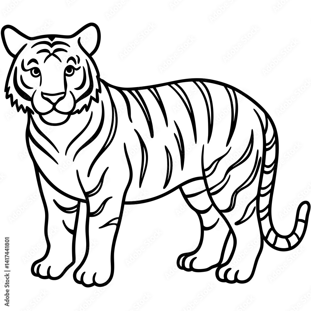 Fototapeta premium Fierce Tiger Outline Design