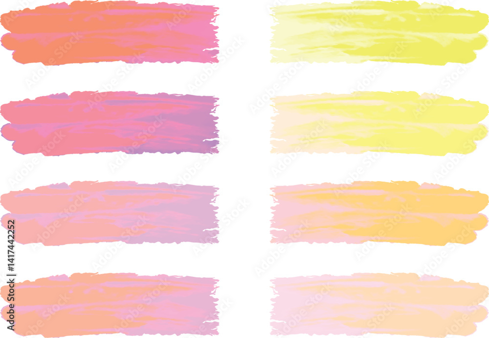 light pink yellow colorful hand drawn textured brush strokes collection vector light pink yellow colorful hand drawn textured brush strokes collection vector