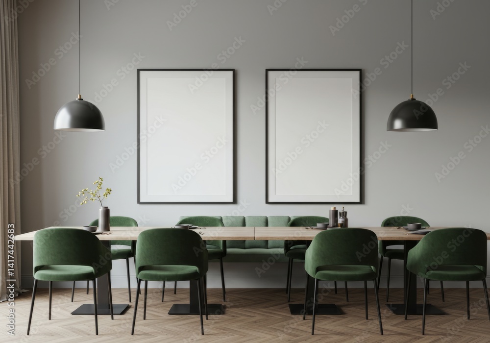 Contemporary Dining Room with Dual Frame Mockup Contemporary Dining Room with Dual Frame Mockup