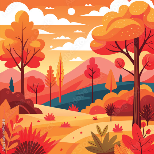 Autumn landscape with vibrant colors.