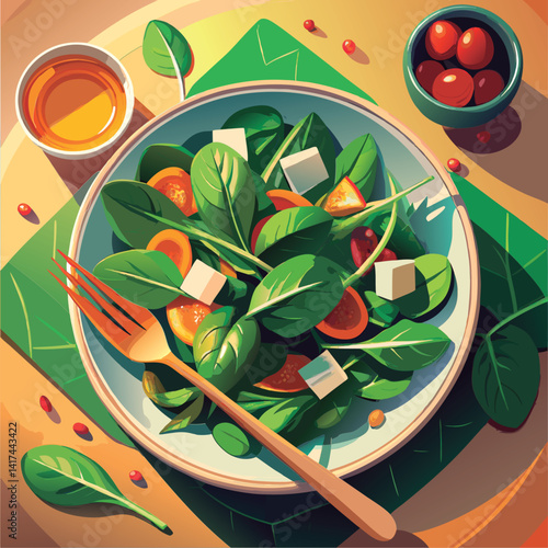 Vector illustration of a Fresh Salad Delightful Dish.