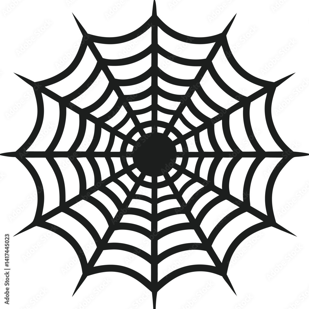 Fototapeta premium Spooky Radial Web in Flat Black Style
