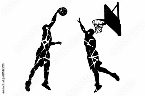 Basketball Silhouettes SVG – Dramatic Jump Action Vector for Sports Designs

