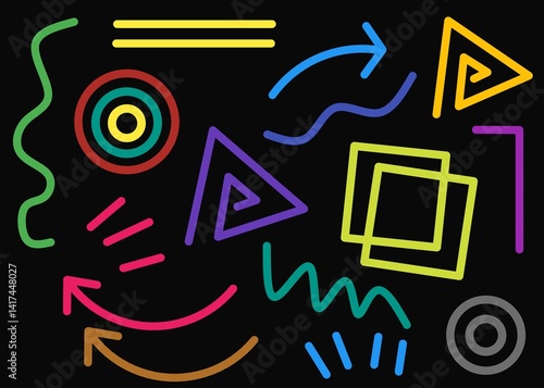 Memphis geometris colorful background vector, Memphis geometris background image, Memphis geometris background illustration on color background  