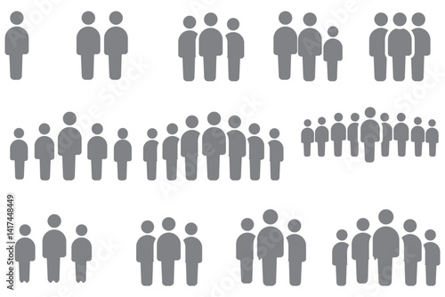 People group icon set. Team people. User profile symbol. Group of people or group of users collection. Persons symbol - stock vector.