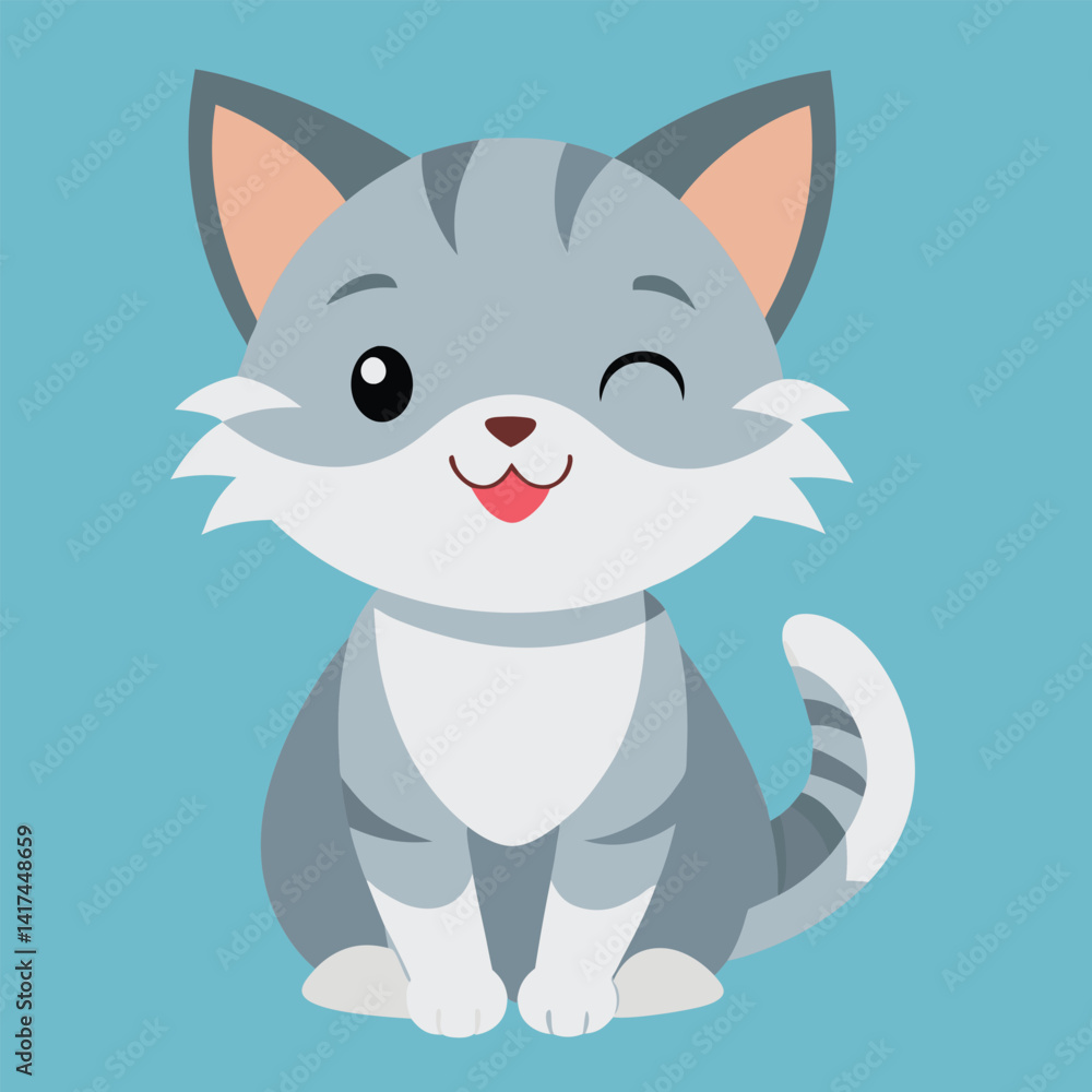 Fototapeta premium Smiling Kitten Feeling Relaxed