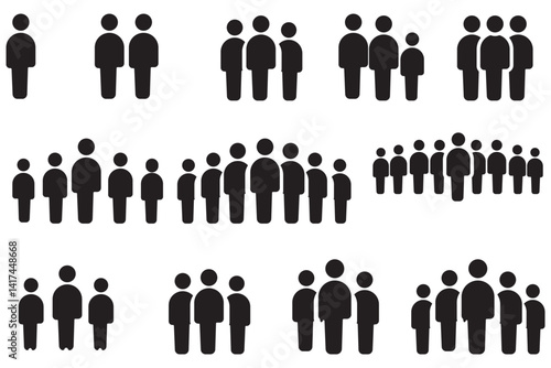 People group icon set. Team people. User profile symbol. Group of people or group of users collection. Persons symbol - stock vector.