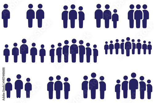 People group icon set. Team people. User profile symbol. Group of people or group of users collection. Persons symbol - stock vector.