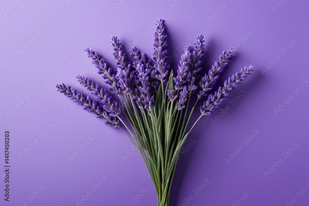 Fototapeta premium lavender flowers on a purple background with copy space for text