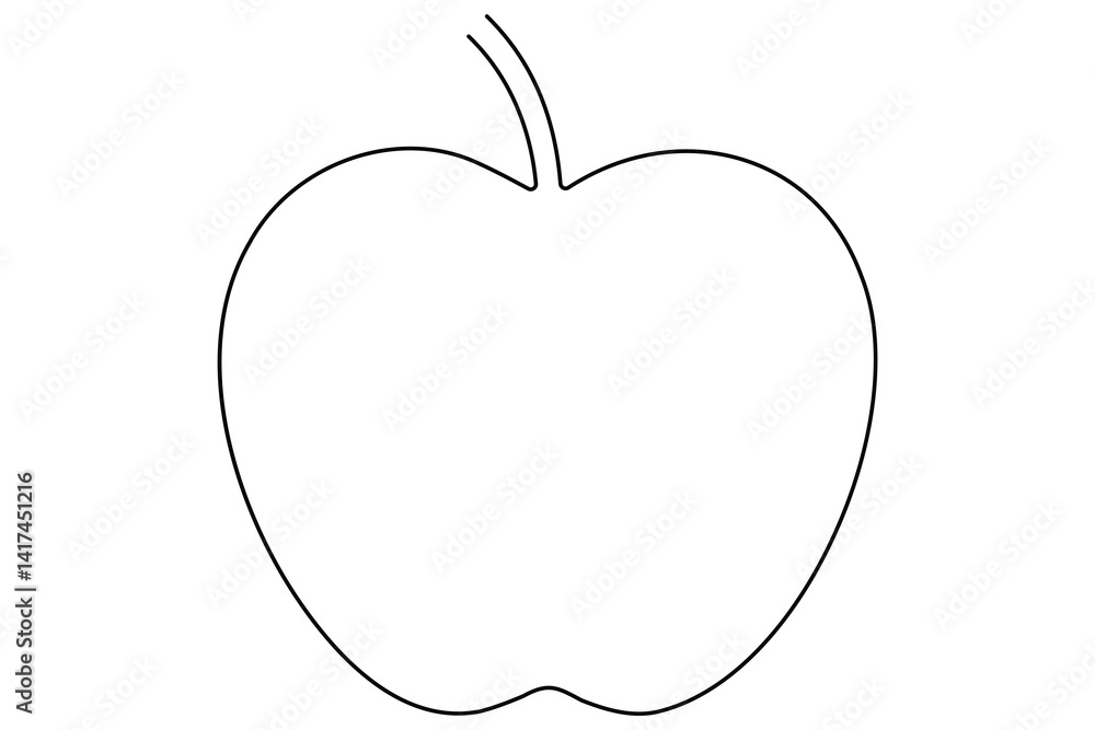 Fototapeta premium Continuous one line art drawing apple outline vector art illustration 
