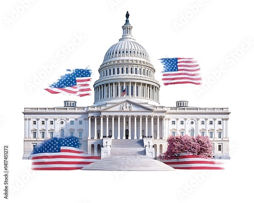 Capitol Building, American Flags