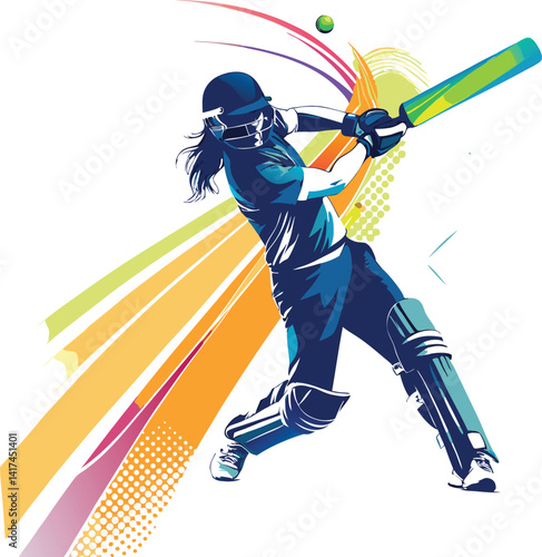 Women Cricket Vectors and Cricket Player Logo