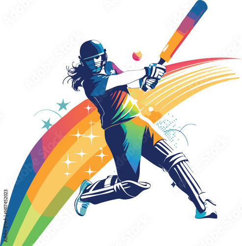 Women Cricket Vectors and Cricket Player Logo