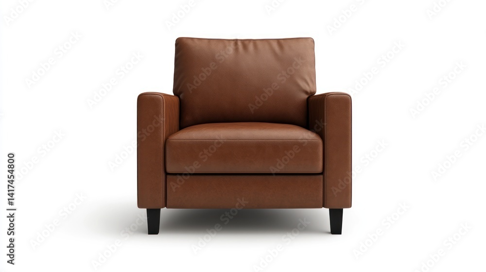 Elegant Brown Leather Armchair: Modern Furniture for Comfortable Living