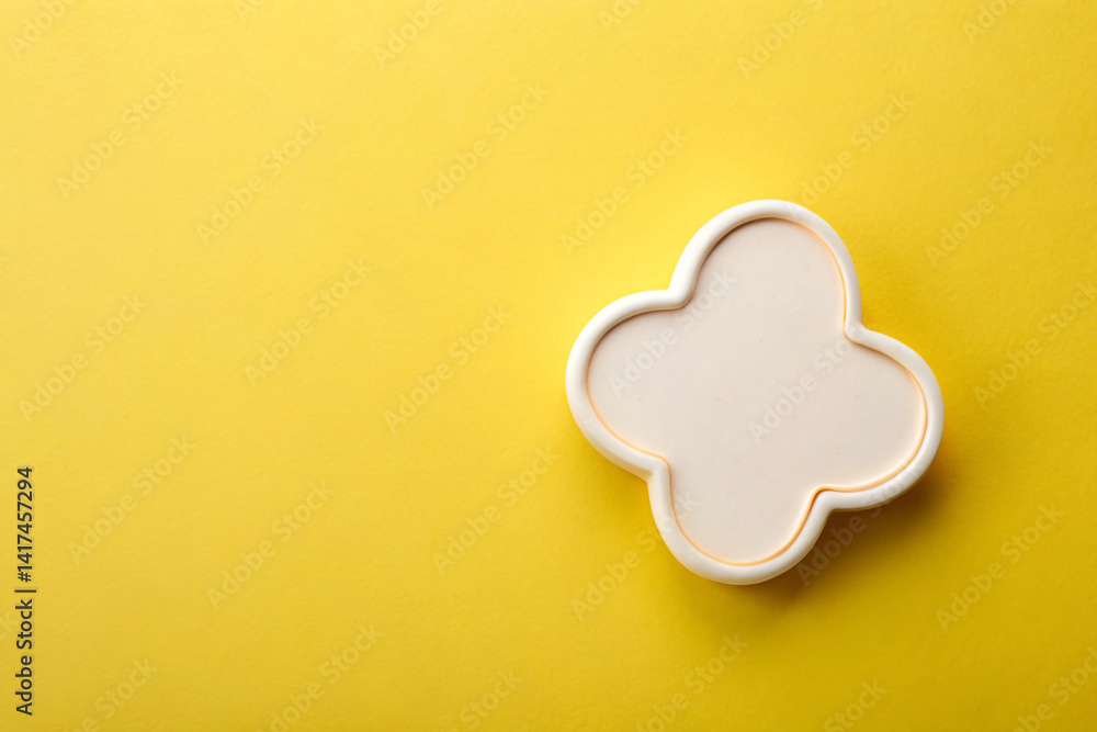 Pale yellow with a single outline of a quirky shape hugging the edge Pale yellow with a single outline of a quirky shape hugging the edge