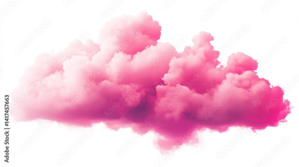 A fluffy pink cloud isolated on a white background, creating a whimsical and dreamy visual. A fluffy pink cloud isolated on a white background, creating a whimsical and dreamy visual.