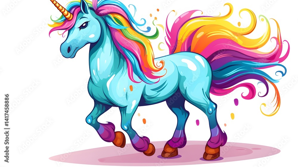 Fototapeta premium Professional comic book style quirky cartoon unicorn vector illustration