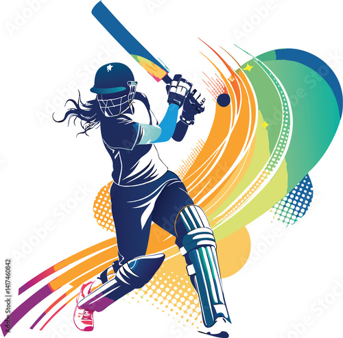 Women Cricket Vectors and Cricket Player Logo