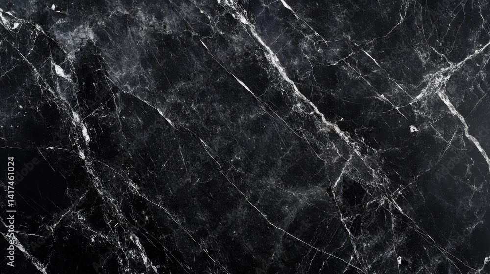 A black marble texture with white veins, creating a sophisticated and elegant visual. A black marble texture with white veins, creating a sophisticated and elegant visual.