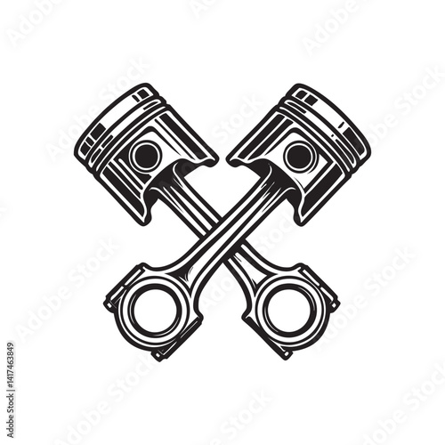 crossing pistons, black and white