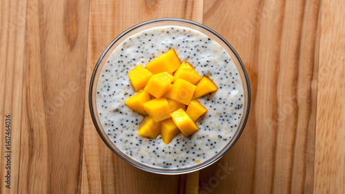 Plant-based diet Prepared Dishesdelicious plant based diet includes prepared dishes like chia pudding with mango